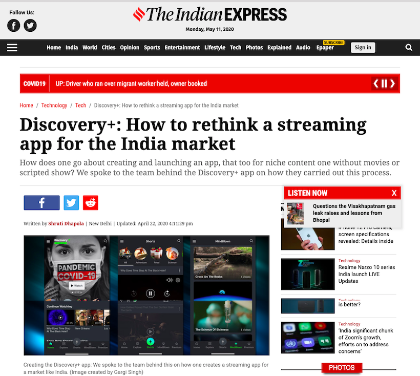 OTT app for Discovery