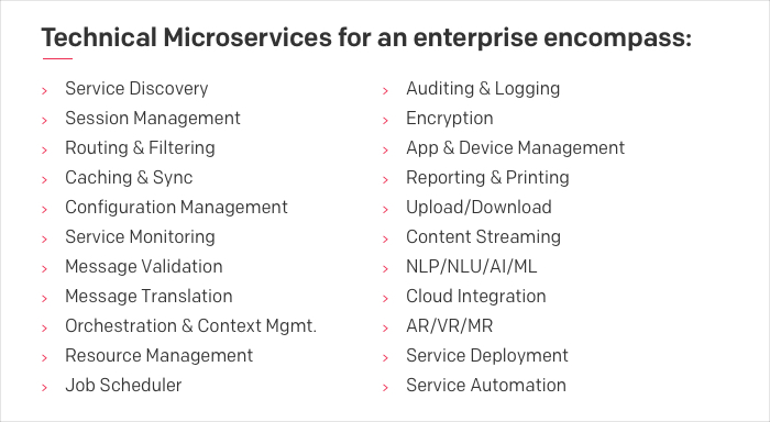 A fine-grained list of Technical Microservices for an enterprise would encompass: