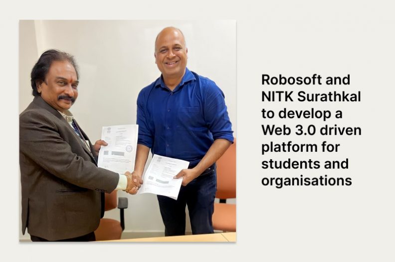 Prof. Udaykumar R Yaragatti Former, Director (In-charge), NITK Surathkal and Ravi Teja Bommireddipalli, the MD & CEO of Robosoft Technologies