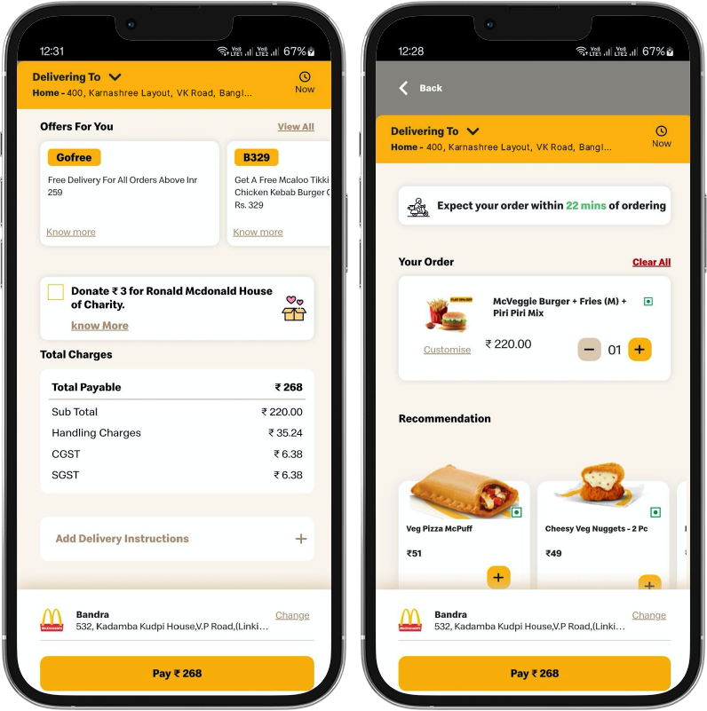 Robosoft McDelivery discounts and offers screen