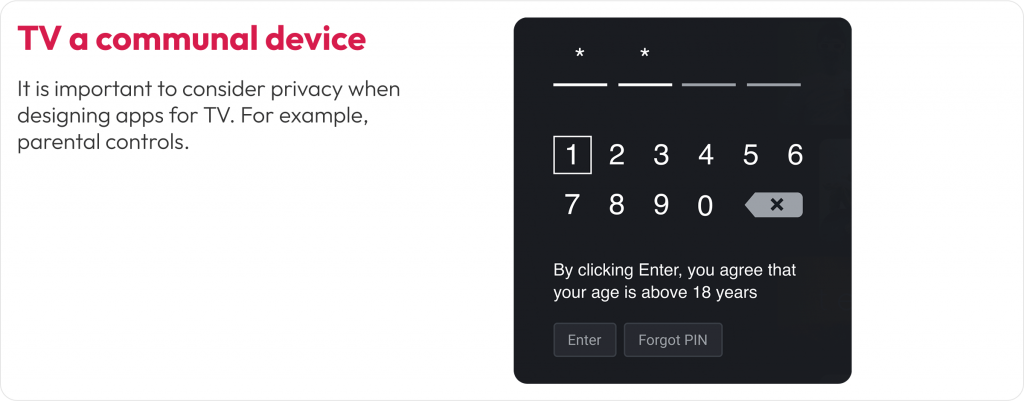 Privacy while designing apps for TV
